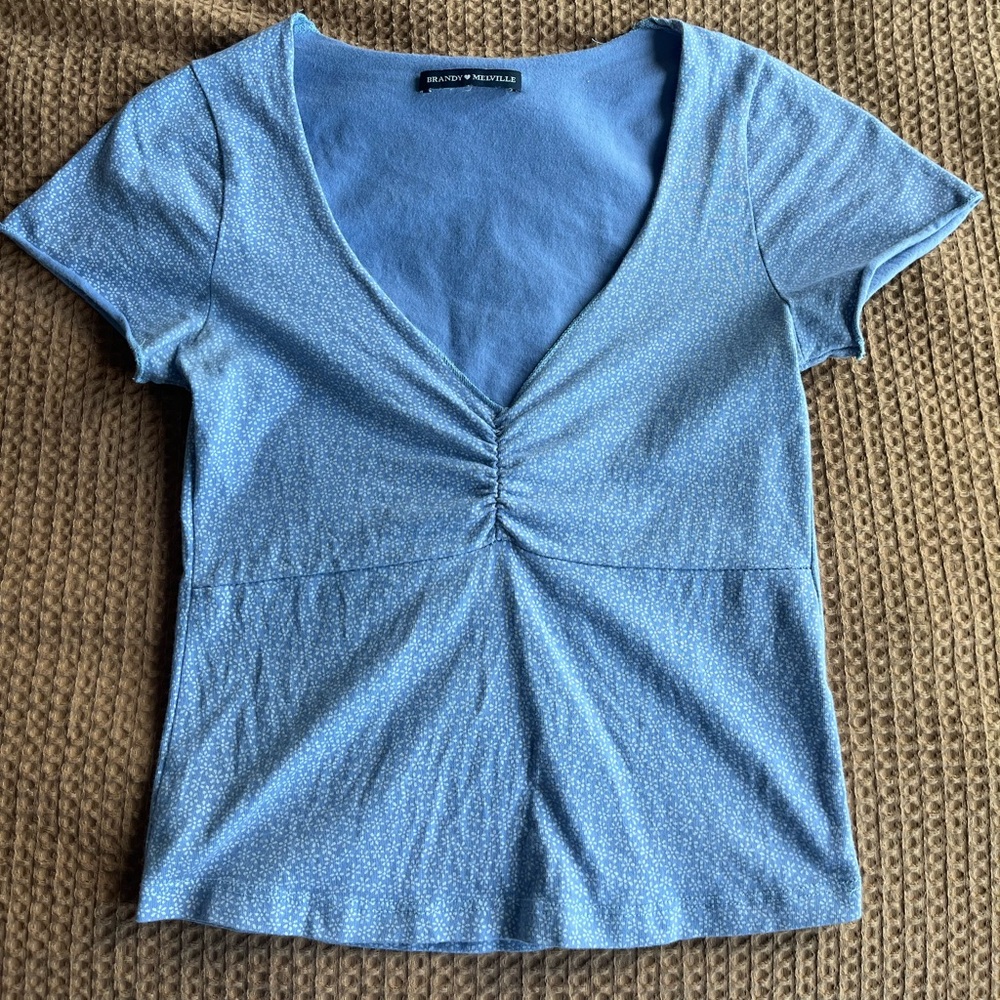 Brandy Melville Blue and White Cinched top